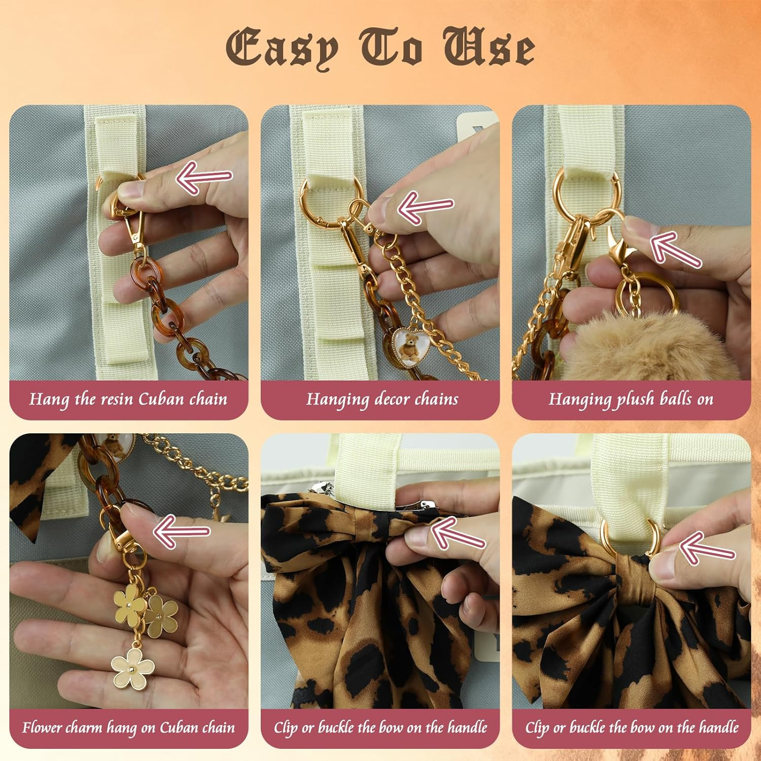 5-Piece Tote Bag Charm Set for YETI Camino and Bogg Beach Tote Accessories