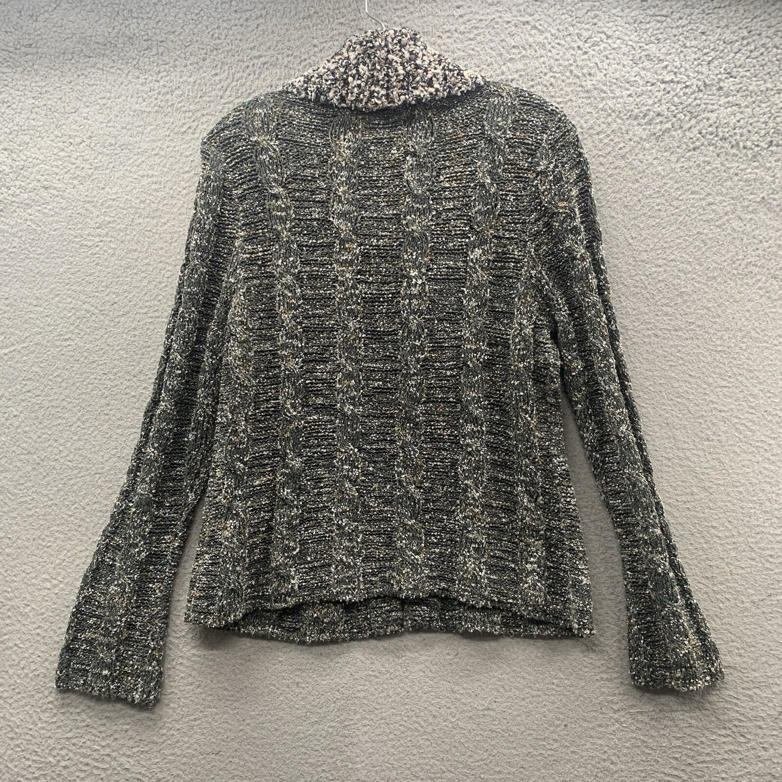 Curio Vintage Textured Knit Acrylic Blend Cardigan Sweater Gray Womens Size M