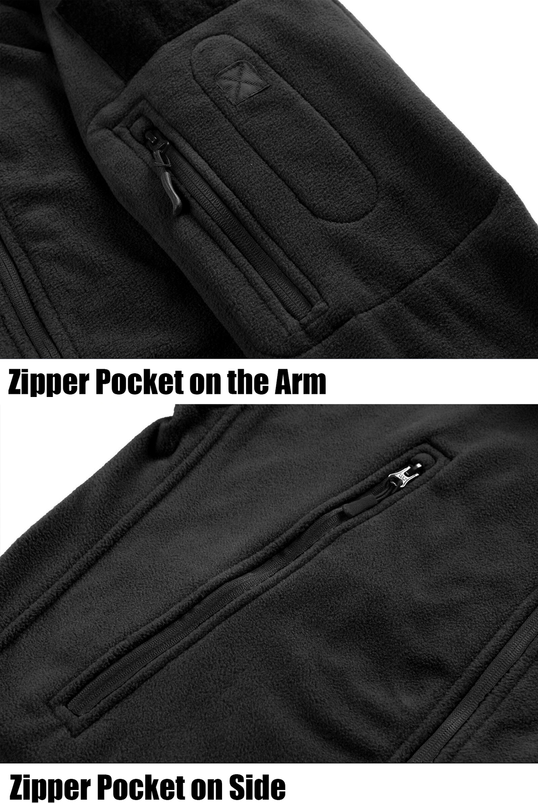 Mens Tactical Fleece Jacket Full Zip Up Windproof Hooded Work Coat Outdoor Sport