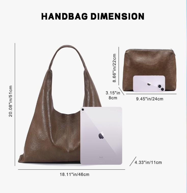 Tikont Soft PU Leather Brown Hobo Shoulder Bag & Accessory Bag With Storage Bag