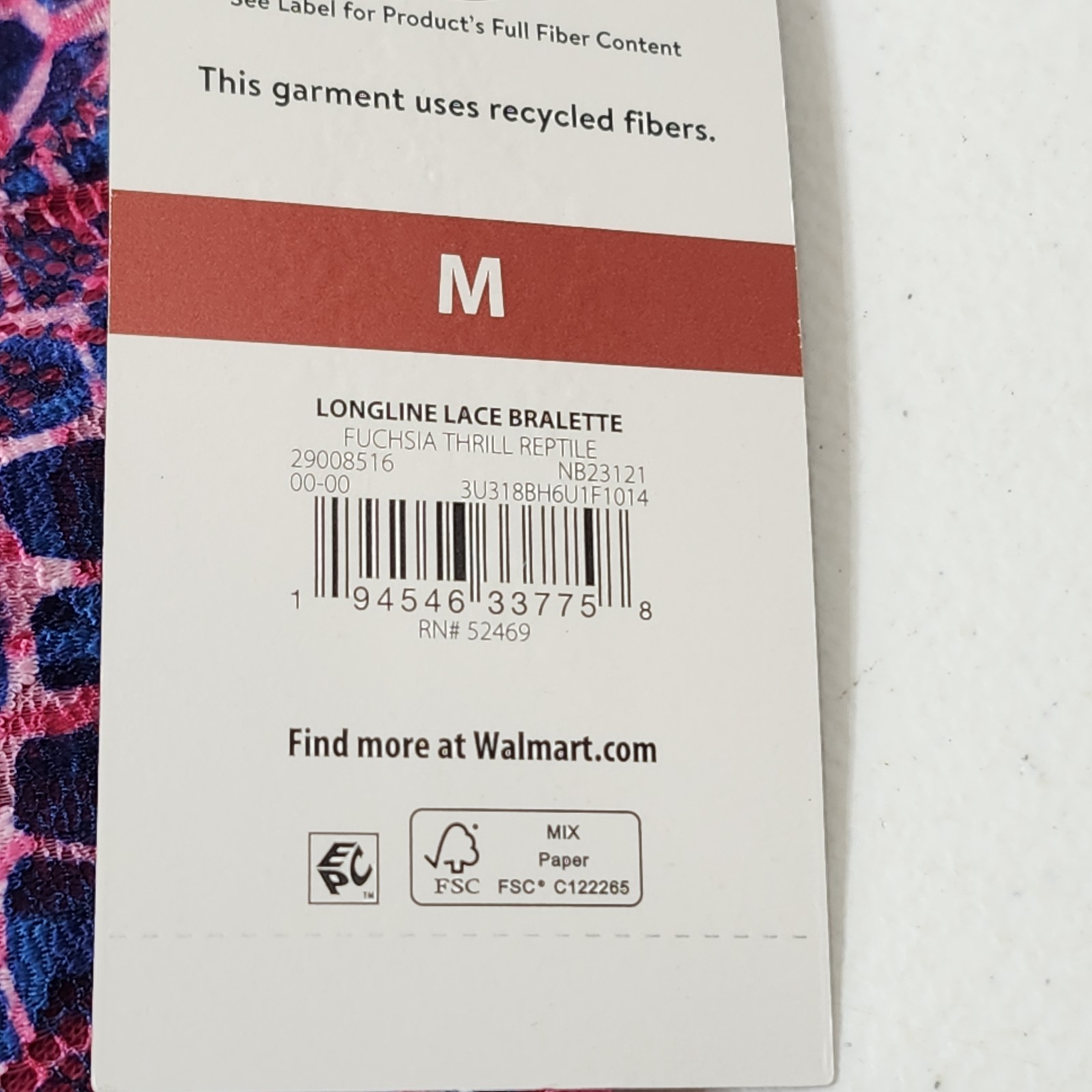 No Boundaries Wirefree Lace Bralette Women’s Size Medium Pink Blue Wireless NEW