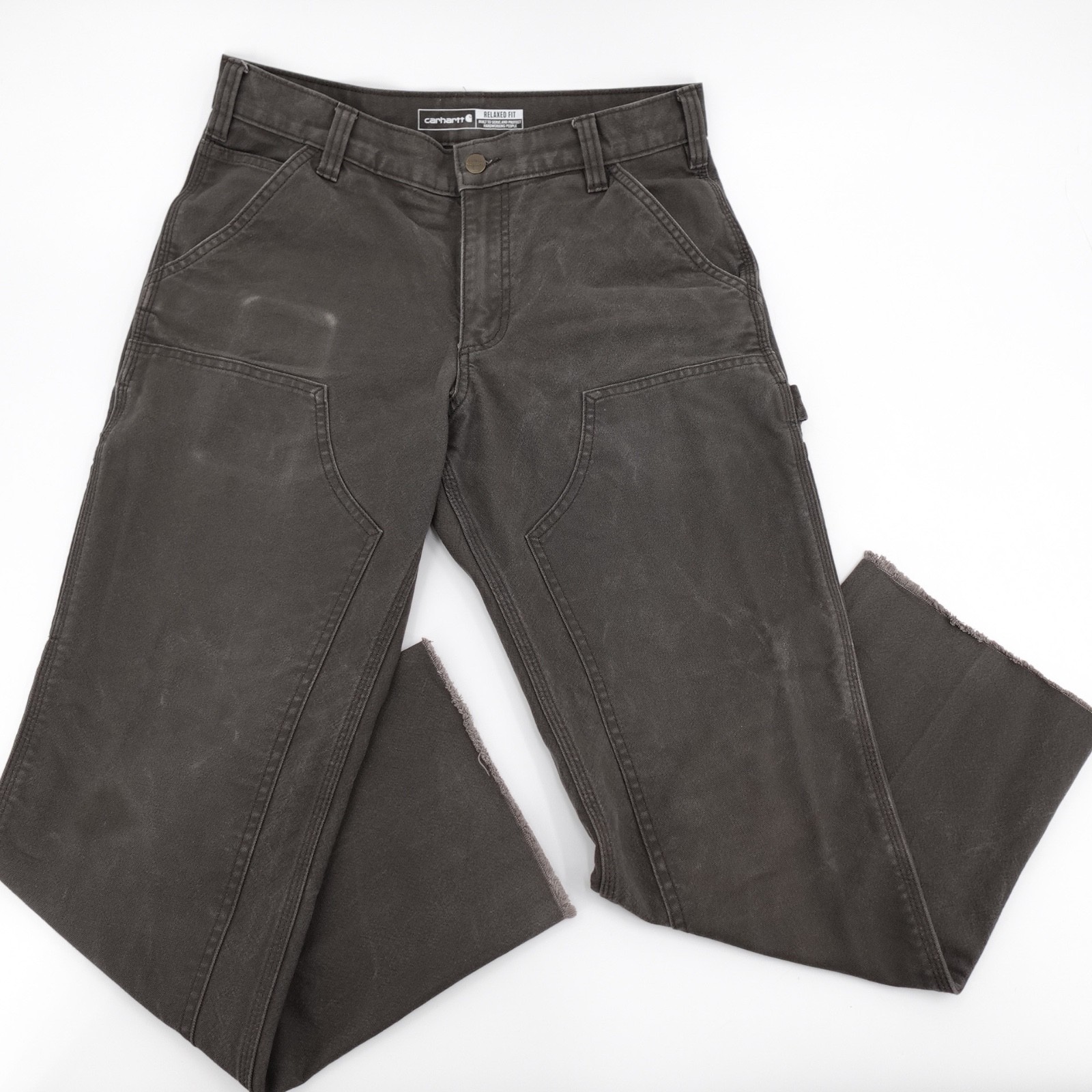 Carhartt Pants Mens 31 Relaxed Rugged Flex Duck Double Front Utility Raw Hem