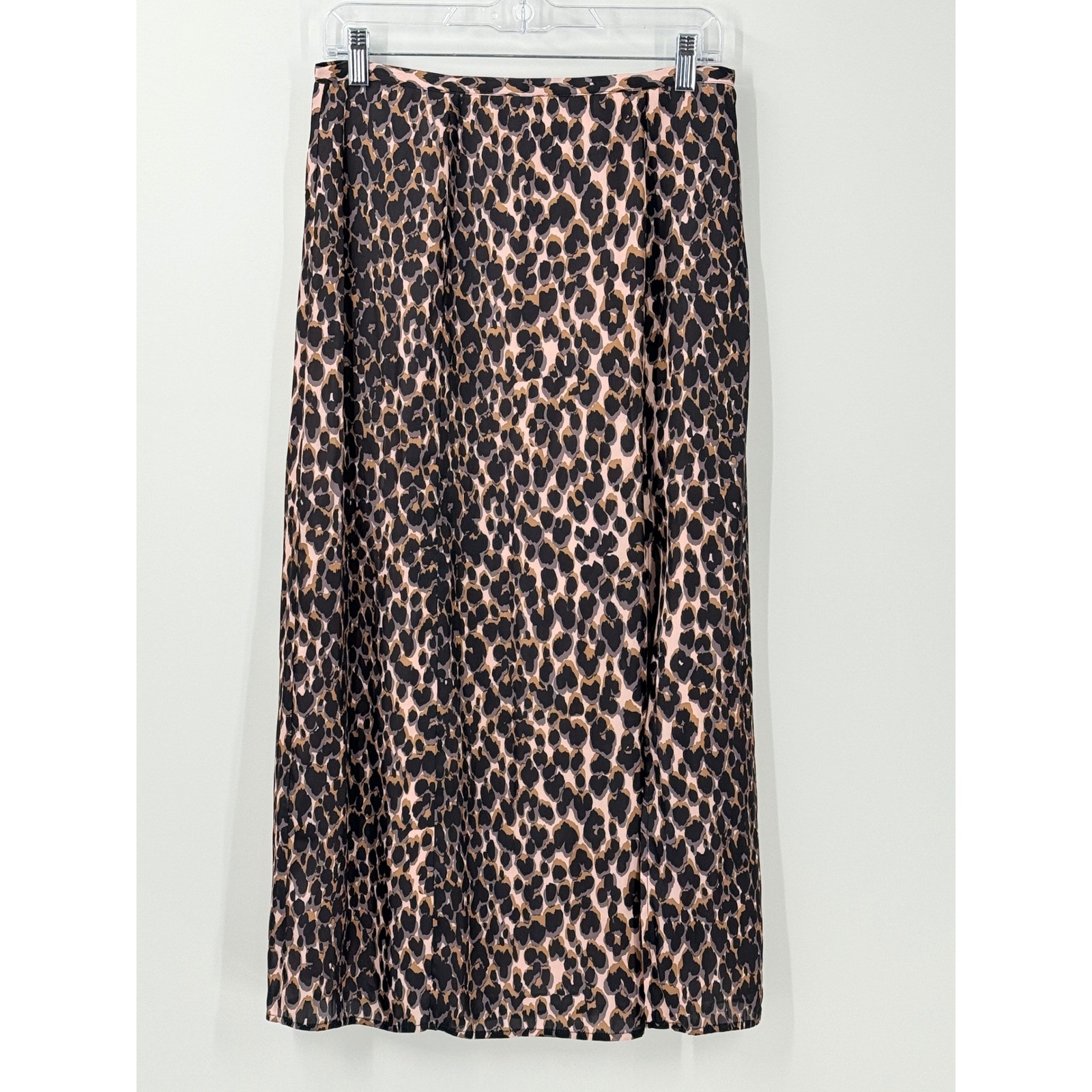 PAIGE Delfina Leopard Print Midi Slip Skirt Womens Sz 10 chic office feminine
