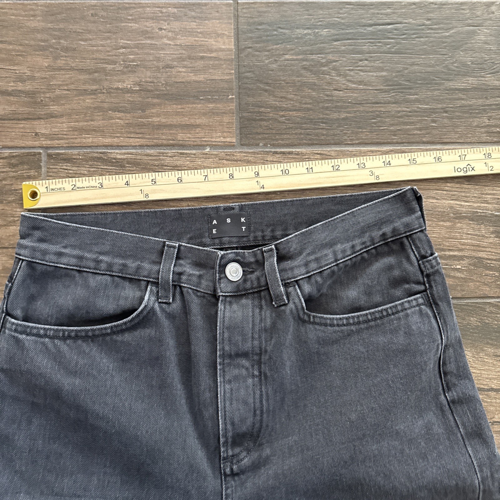 ASKET Regular Jeans Men 29×30 Black Gray Organic Cotton Straight Leg Denim Italy