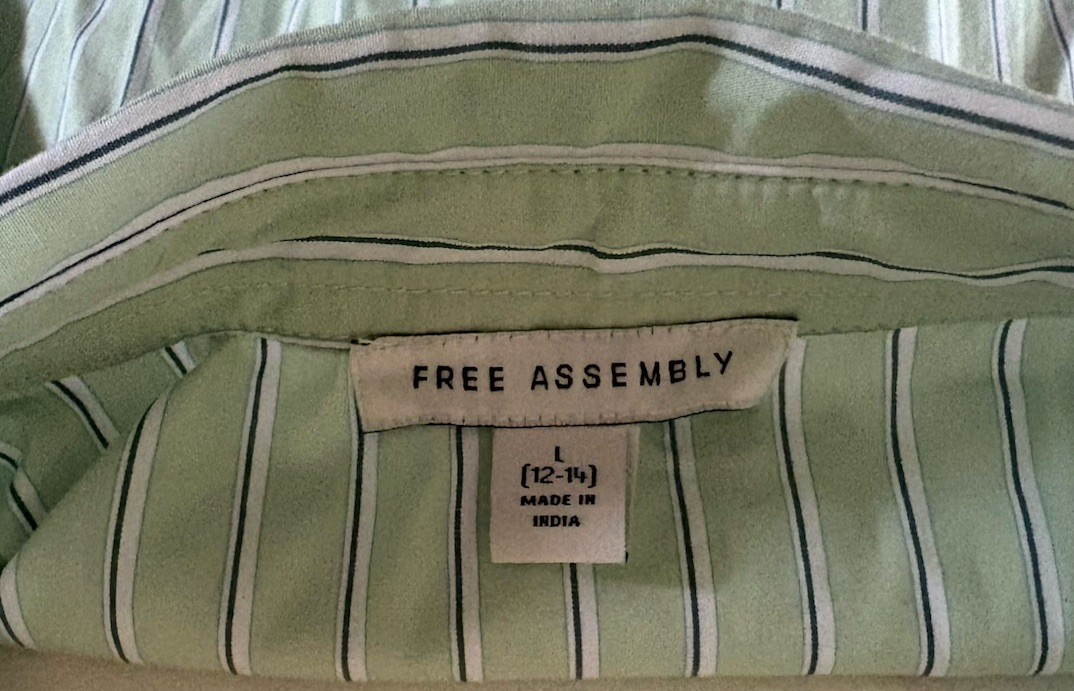 Free Assembly Women Corset Midi Green Stripe Dress Shirt Pockets Large NWT#17031
