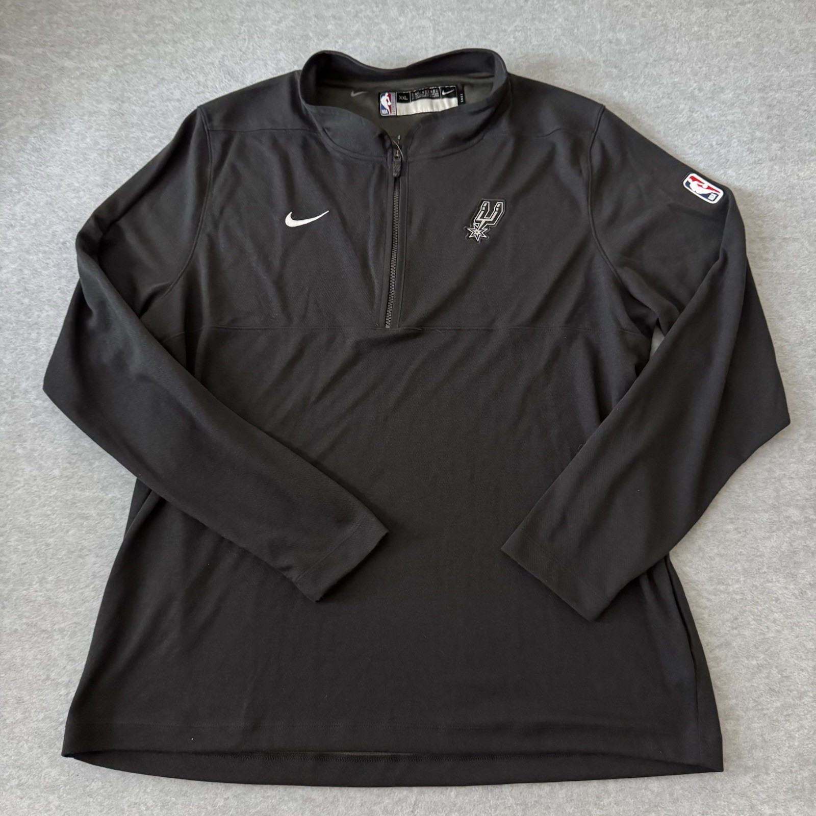 Nike NBA San Antonio Spurs Quarter Zip Pullover Black White Men Size 2XL-TALL