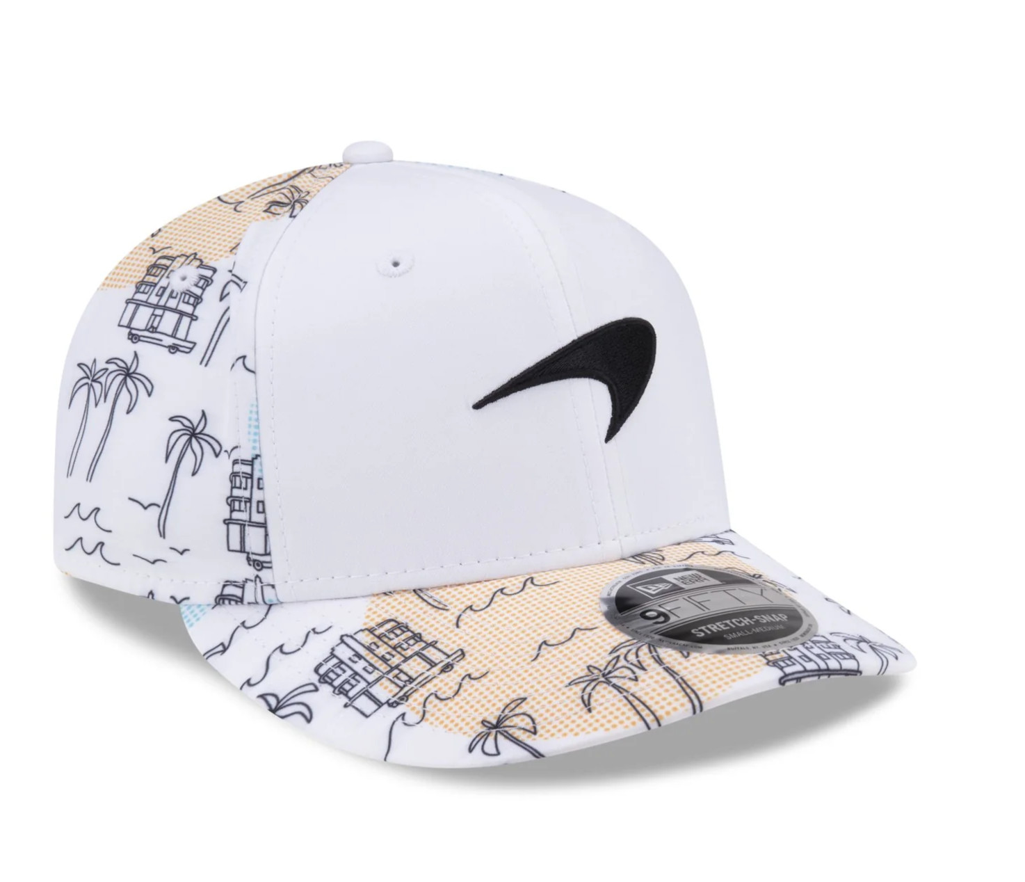 McLaren Racing Formula 1 Team 2024 Miami Race White Cityscape Cap. Replica.