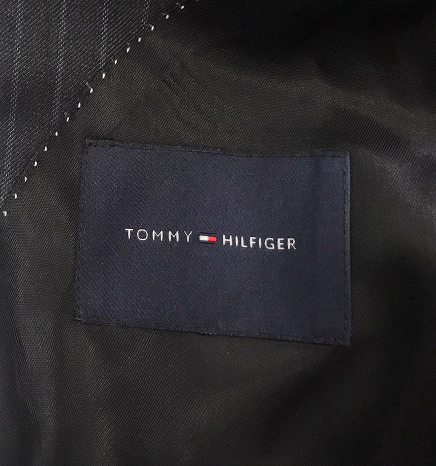 Tommy Hilfiger Regular Fit Wool Suit Gray Striped 44R 38×29