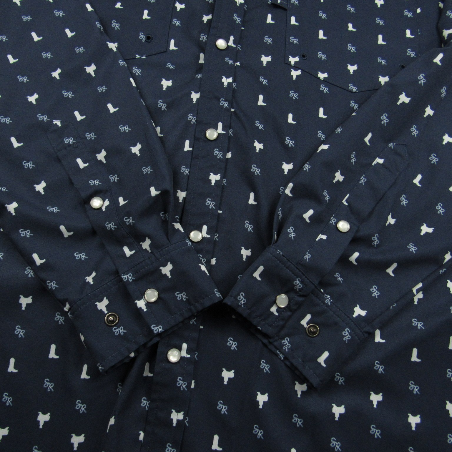 Saddle Rags Shirt Men Large Blue Pearl Snap Vented Outdoor Performance