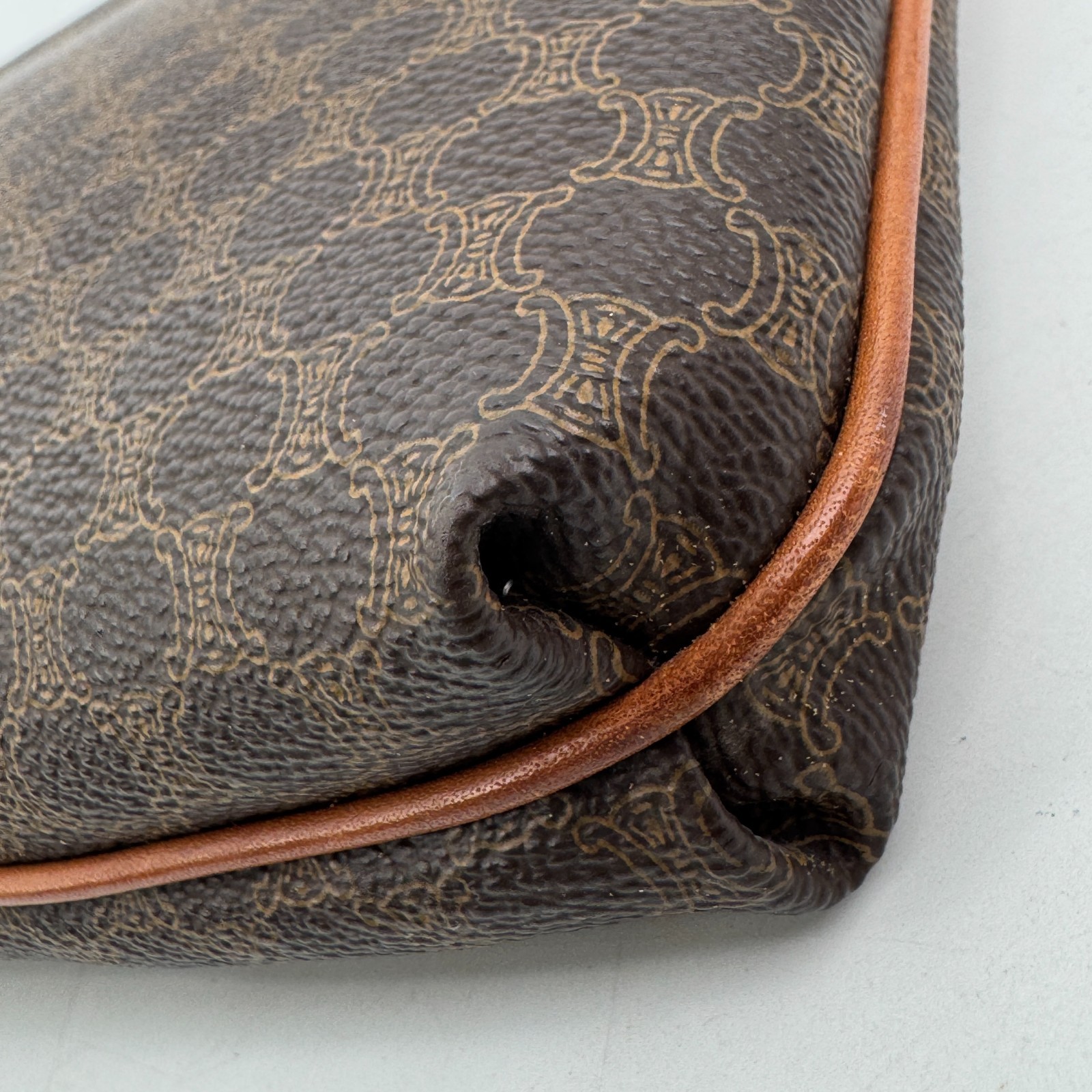 Vintage CELINE Macadam Flap clutch Bag Purse Pouch Brown