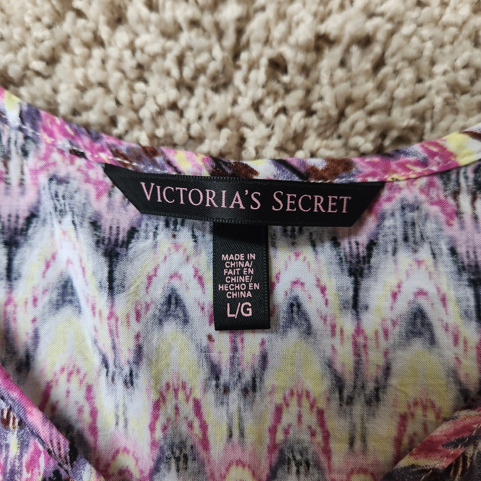 Victoria’s Secret Ikat Print Tie Front Tank Cami Size L