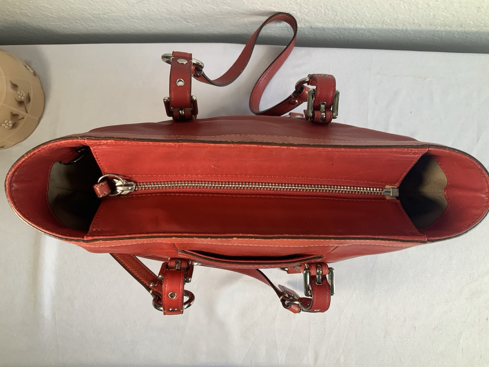 Coach Vintage 2008 Gallery Tote Bag Red Leather Shoulder Purse F11524 Y2K