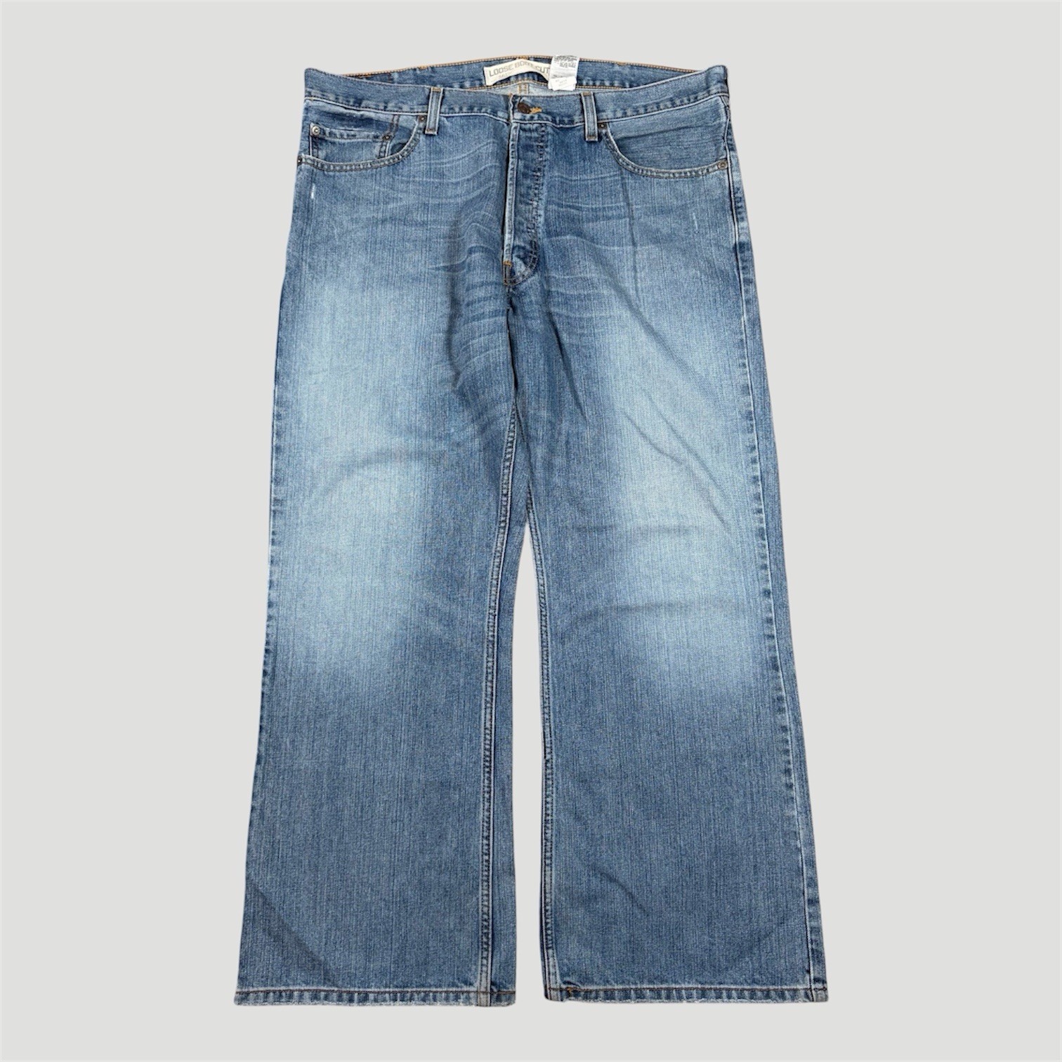 Vintage Levi’s 567 Loose Boot Cut Jeans 38×30 Y2K Denim Button Fly Wide Skater