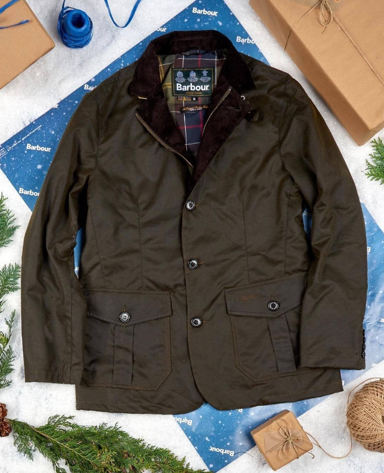 BARBOUR LUTZ Waxed Jacket Olive Rugged Sophistication MSRP$520 British Luxury