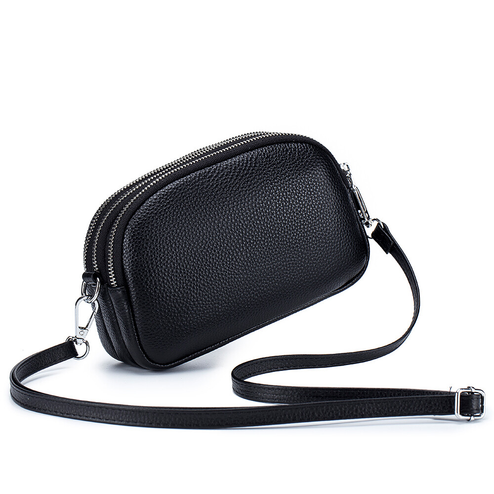Womens Small Crossbody Bag Genuine Leather Shoulder Handbag Zip Cellphone Wallet