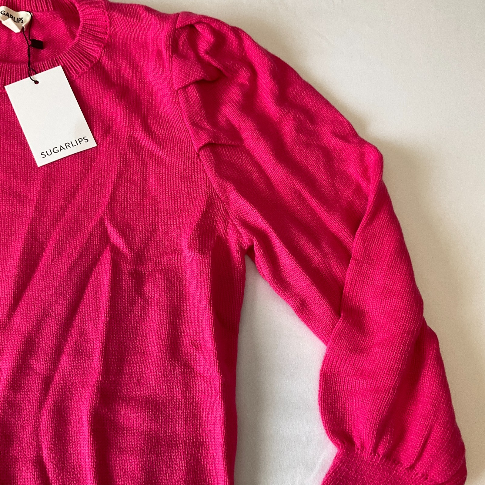 Sugarlips Pullover Sweater Womens Size M Pink Long Sleeve Stretch Knit