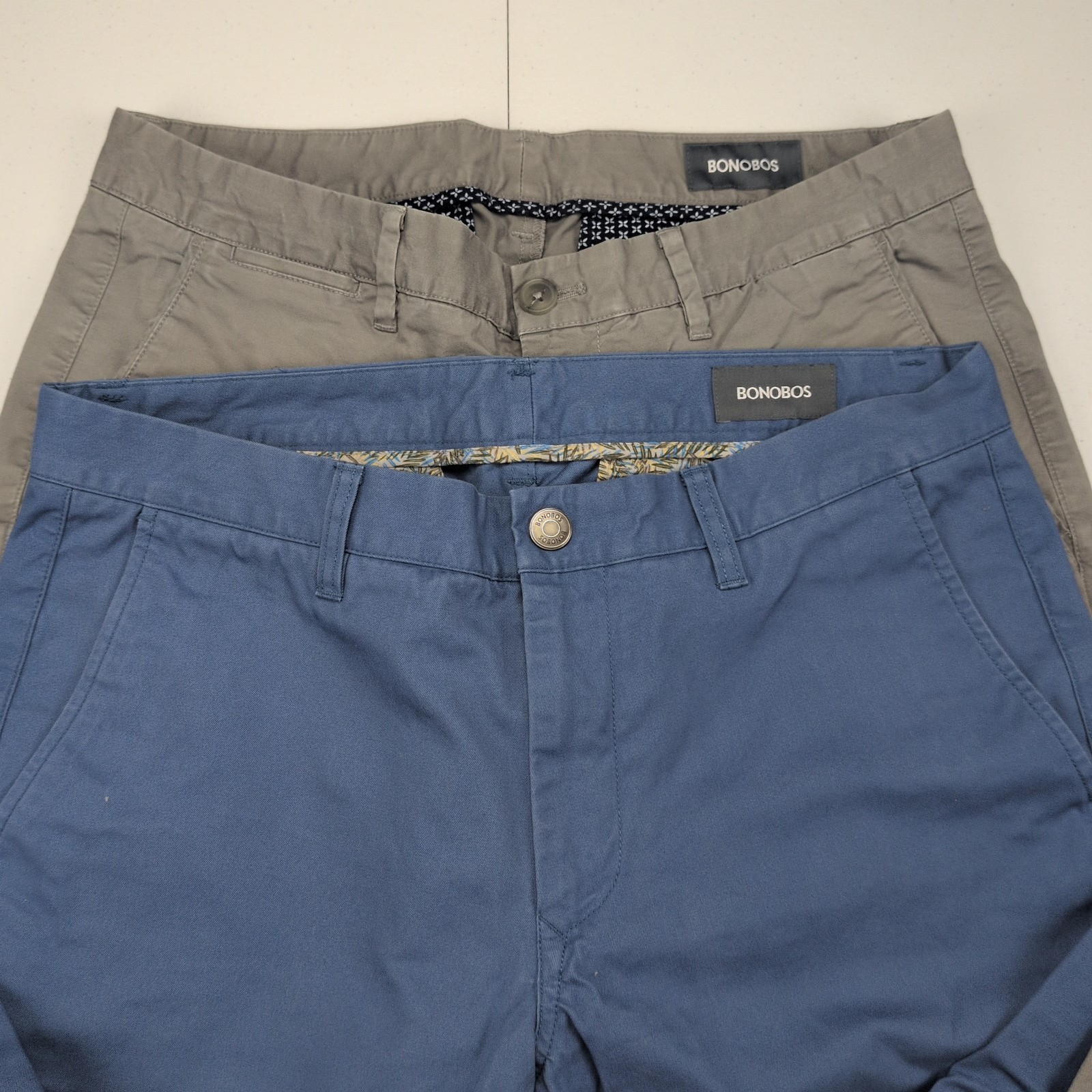 Bonobos Pants Mens 33×32 Khaki Blue Slim Fit Chino Lot Of 2 Casual Dress EUC