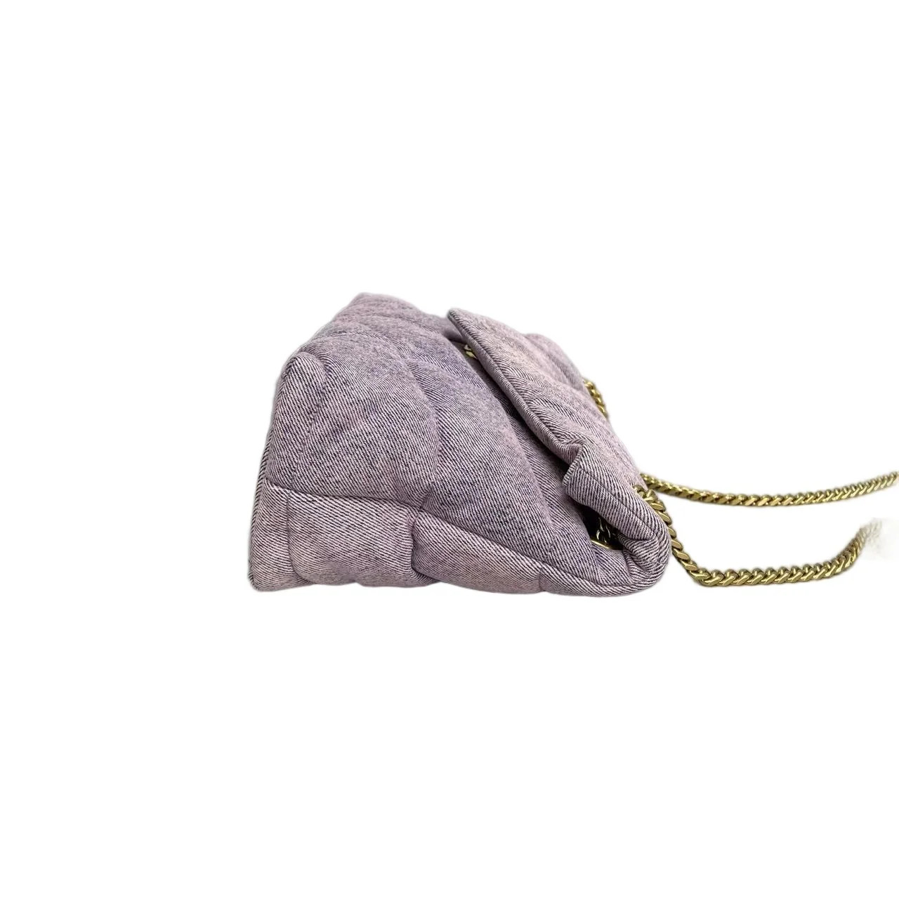 Yves Saint Laurent Small Loulou Puffer Chain Purple Pink Denim (kc060126a6r)