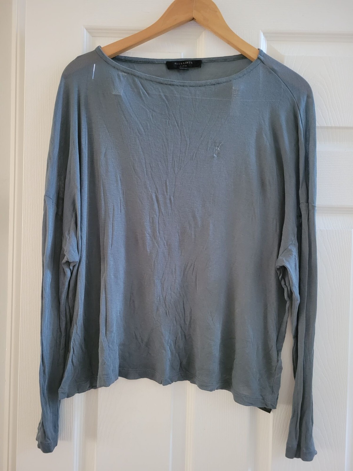 ALL SAINTS Womens Francisco Light Blue semi Sheer top size Large