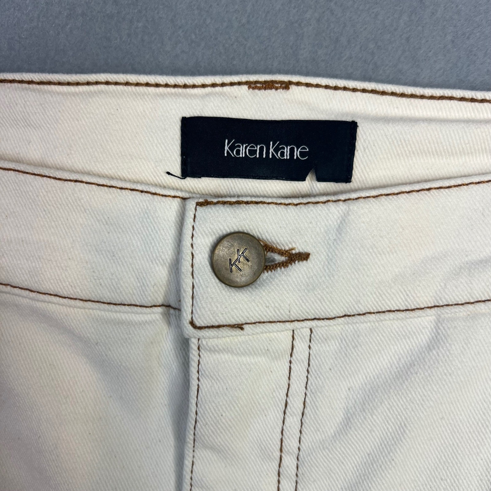 Karen Kane Super Bloom Wide Leg Jeans Size 15 Crop Natural Cream High Rise NWT