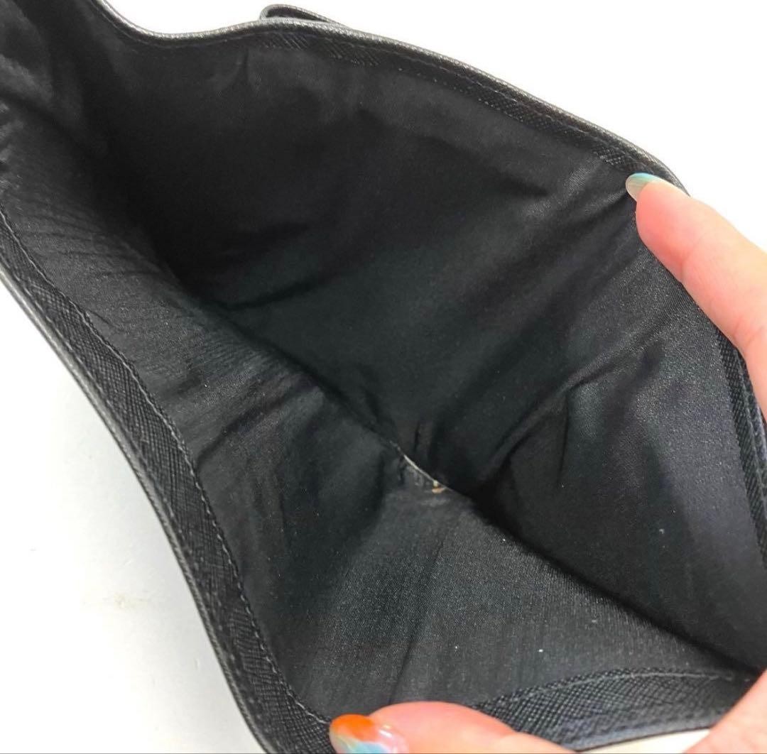 Popular PRADA Prada Bifold Wallet Triangle Plate Saffiano Leather Black