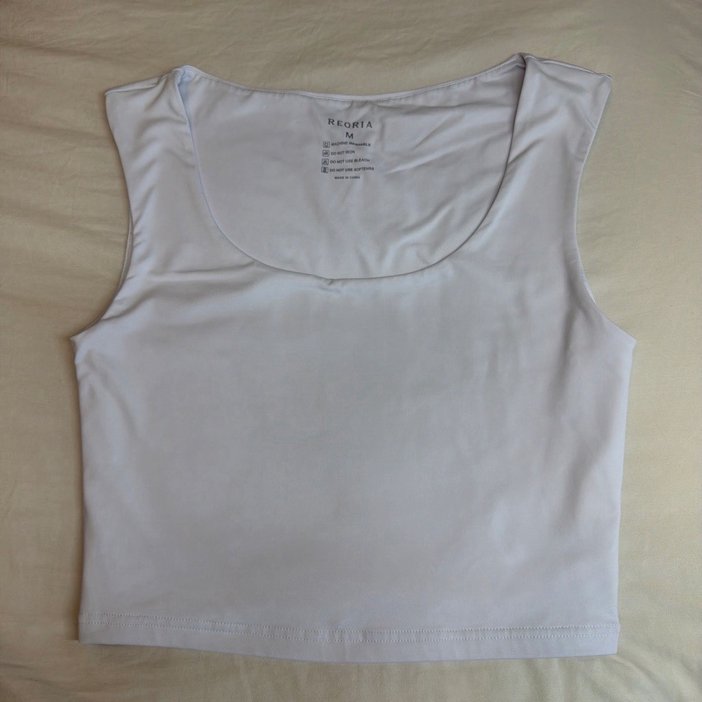 REORIA Women’s White Sleeveless Double Lined Crop Top Size M Stretch