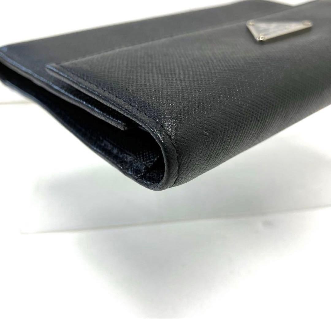 Popular PRADA Prada Bifold Wallet Triangle Plate Saffiano Leather Black