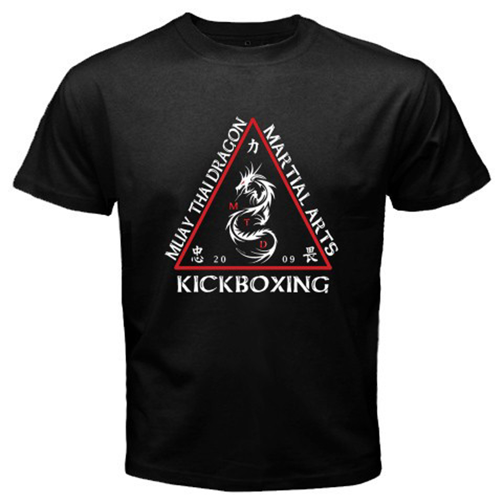 New Dragon Muay Thai MMA Kick Boxing Men’s Black T-Shirt Size S to 5XL