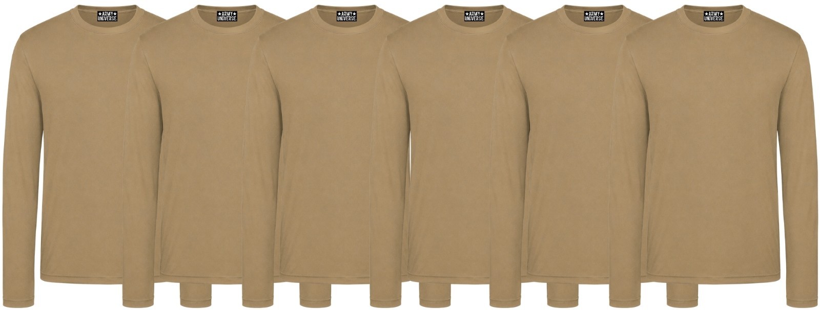 Coyote Brown AR 670-1 Army 100% Polyester Moisture Wicking Long T-Shirts 6 Pack