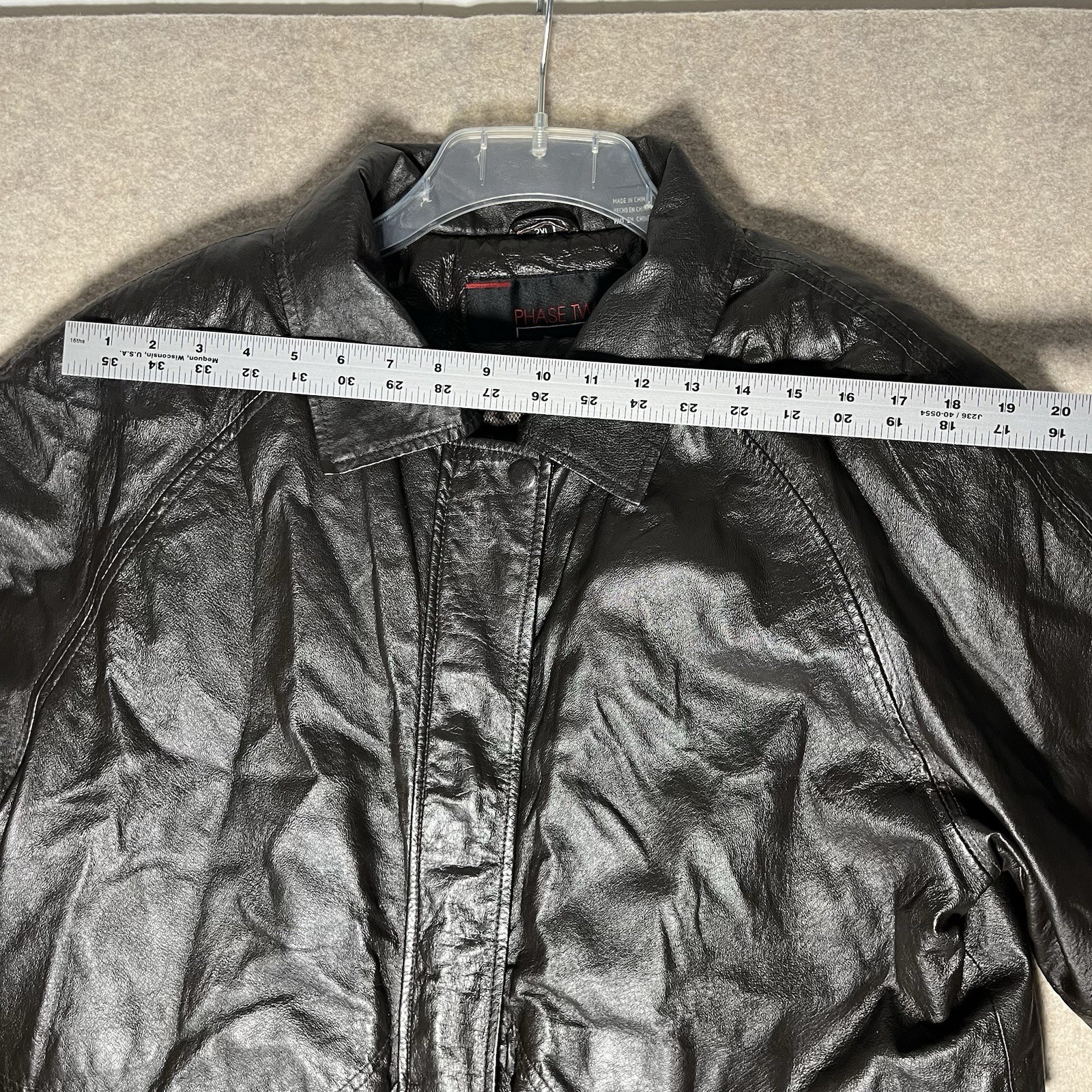 Vintage Phase Two Brown Mens 2XL Leather Jacket Removable Liner Adjustable Waist