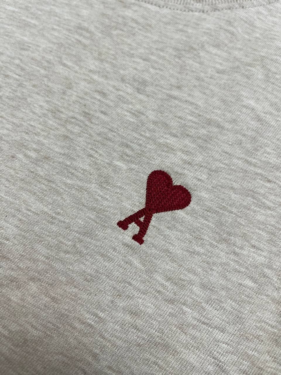 AMI Paris Small Logo Biege Cotton T-Shirt Size M