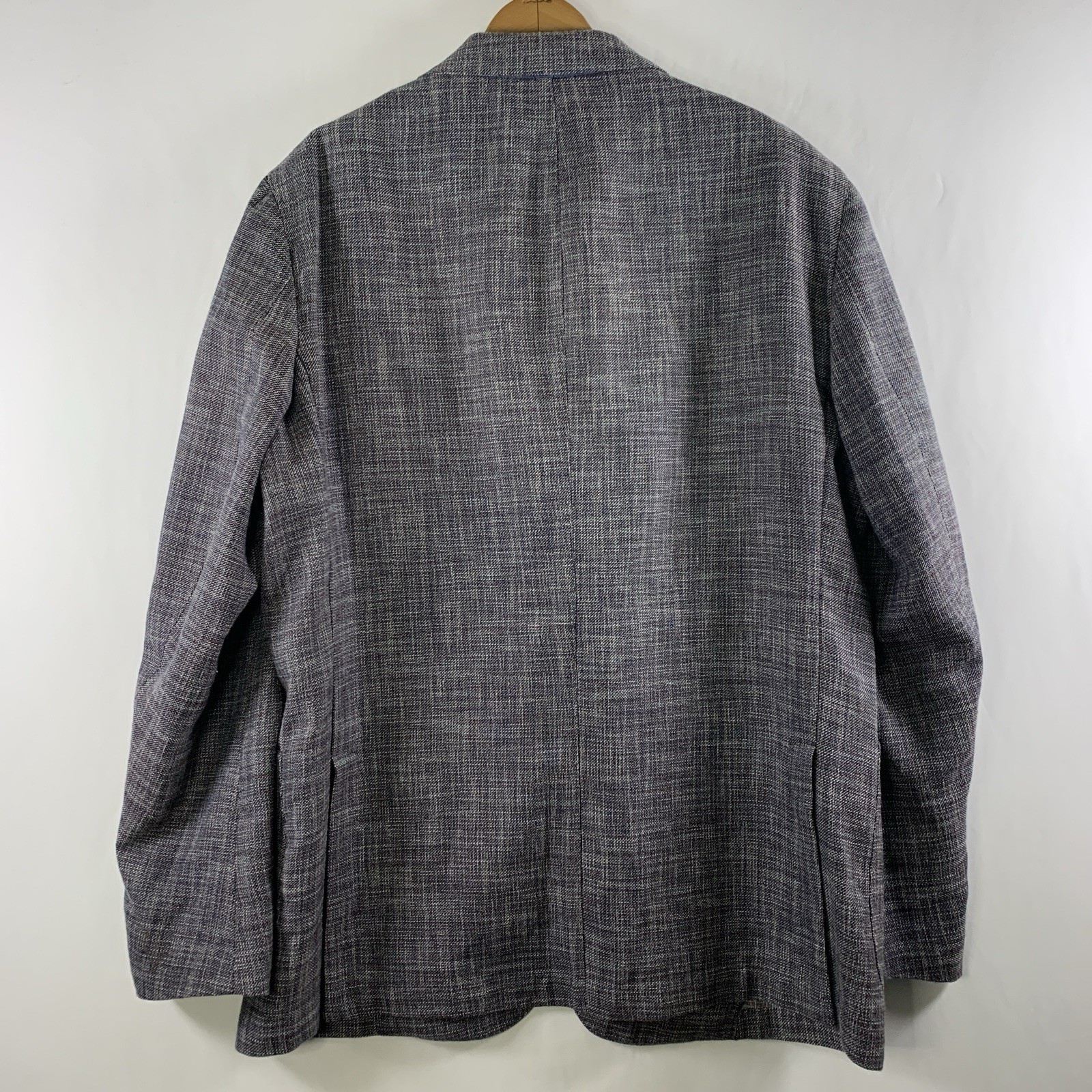 Mens Unstructured Hopsack Sport Coat 46R Summer Wool Linen Cotton Patch Pocket