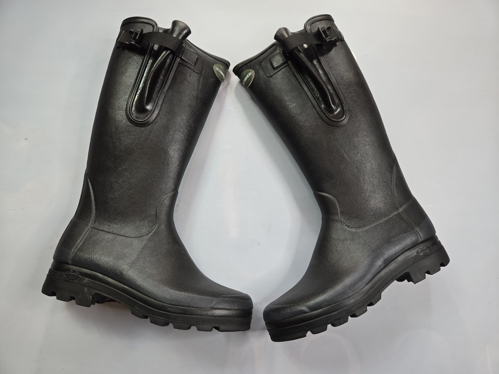 LE CHAMEAU VIERZON LEATHER LINED MEN’S BLACK WELLINGTON BOOTS MADE IN FRANCE