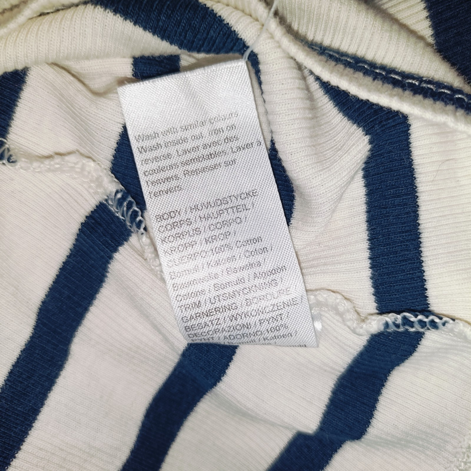 In Other Words Womens Top White Size UK 6 Striped Tank 100% Cotton Ribbed Black