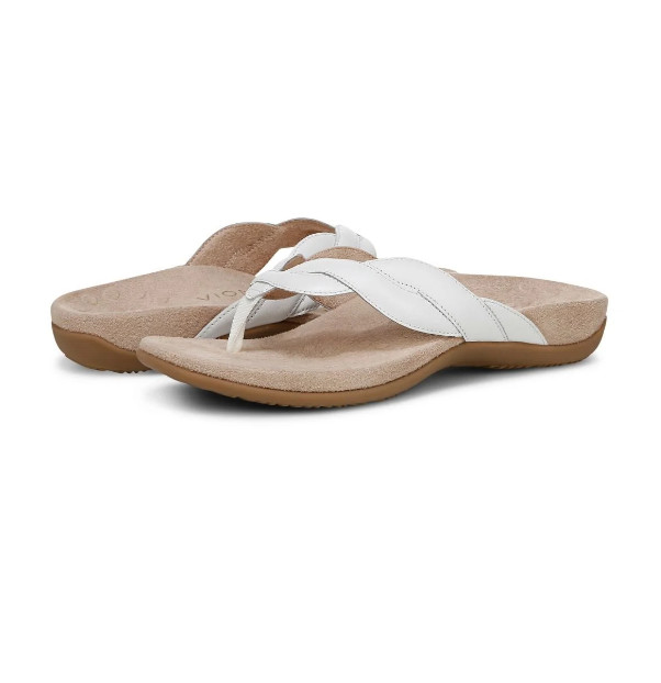 VIONIC Bella Braid Toe Post Sandal, White Nappa