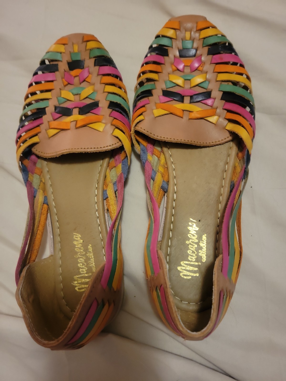 MARCARENA Collection Sandals Wmn Sz10 Huarache Colorful Leather Flat Mexico 3050