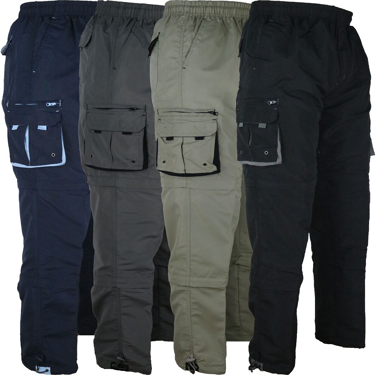 Mens Trousers Cargo 3 IN 1 Combat J11565 Pants Shorts 3/4 Zip Off Light S-XXL