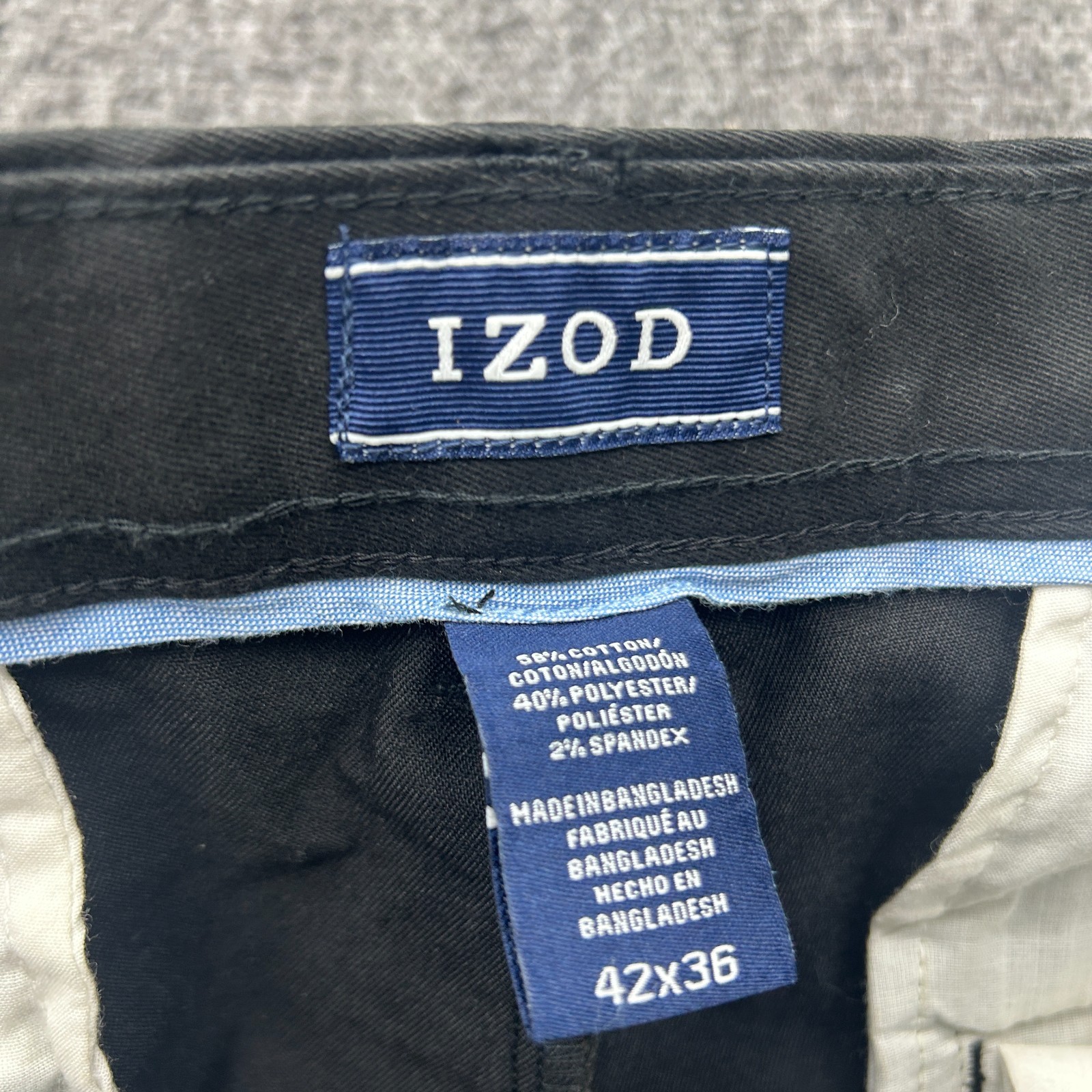 Izod Sportflex Black Performance Plus Stretch Pants Size 42×36 Big & Tall Flat