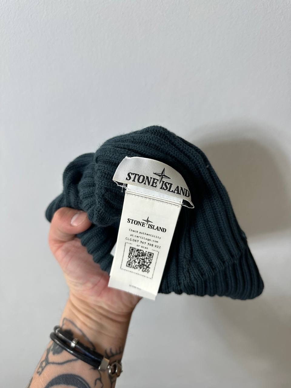 STONE ISLAND GREEN HAT RARE KNIT RIBBED
