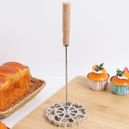 Rosettes Timbale Set Aluminum Waffle Mold with Wooden 31.50X12.00X12.00CM