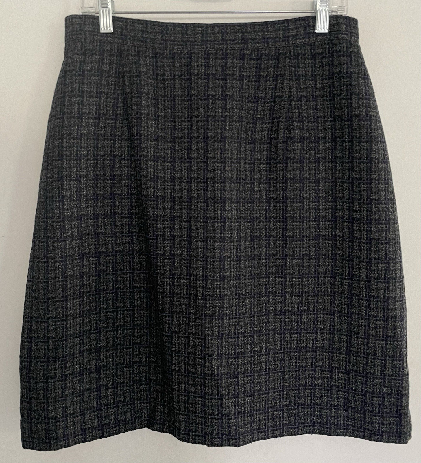 Vtg Adolfo Studio Women’s 2 Piece Tweed Skirt Suit Gray Blue Blazer Work Size 14