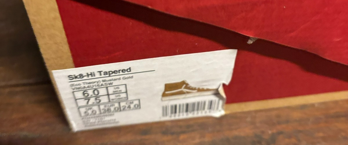 Vans Eco Theory SK8-Hi Tapered Sneakers Mustard Gold Men’s Skate Shoes m 6 w 7.5