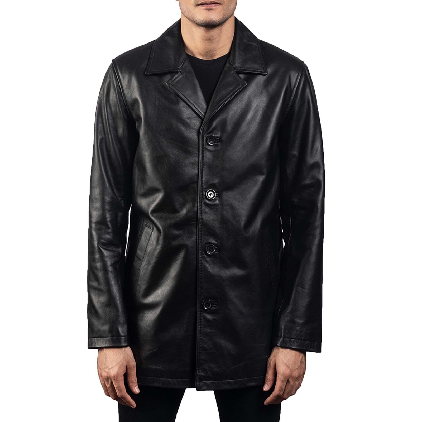 Mens Black Lambskin Real Leather Coat All Sizes Available