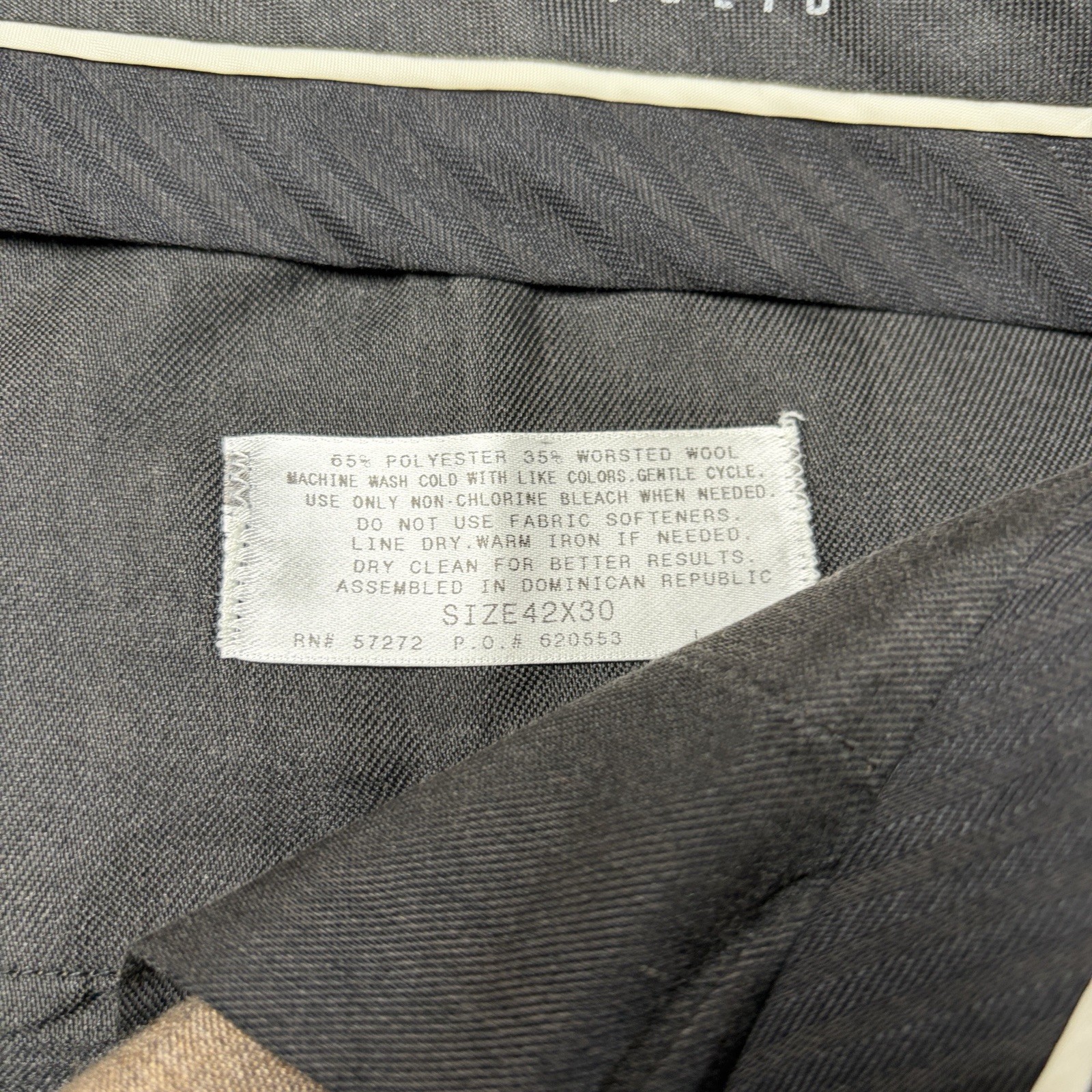 PerryEllis Portfolio Brown PleatedDressPants ClassicStraight 42×30 Worstead Wool