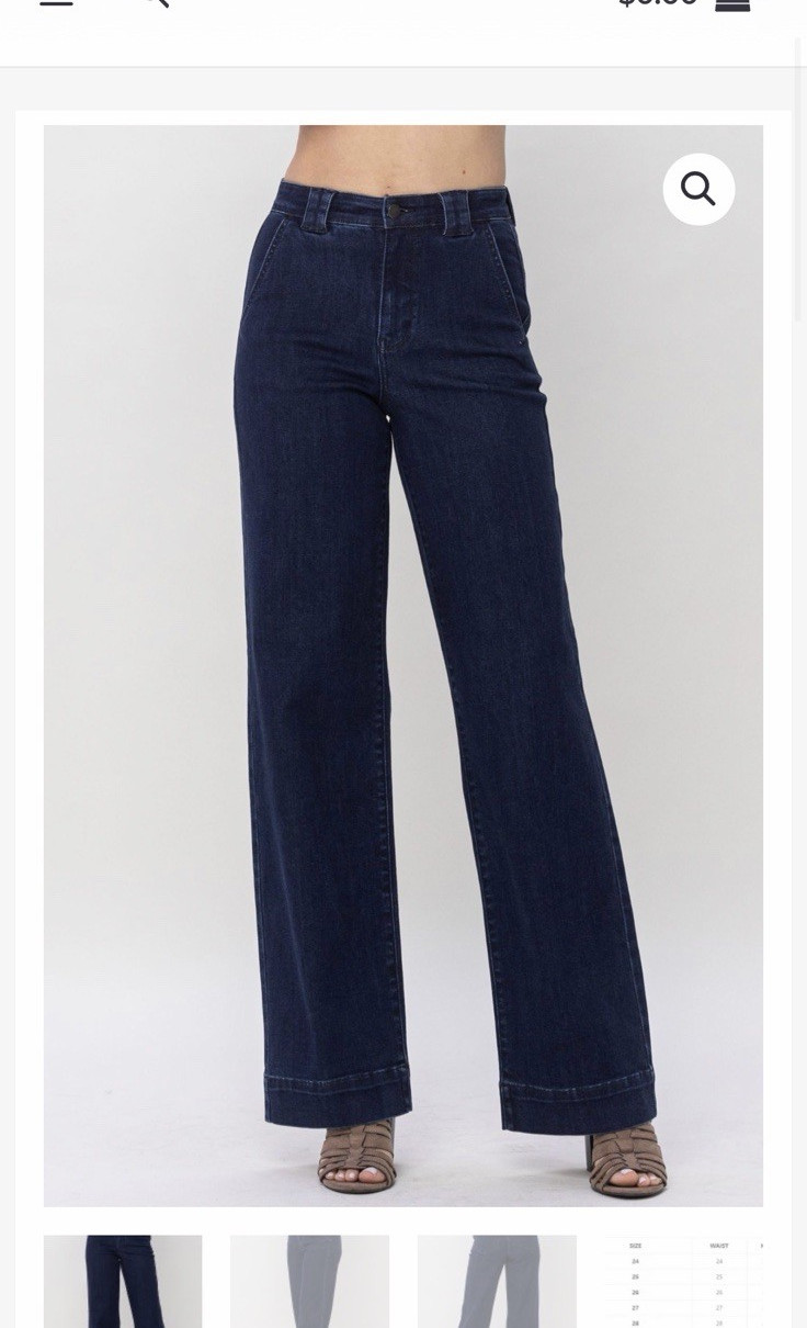 Judy Blue Women’s Wide-Leg Jeans Blue Dark Wash Denim Stretch 9/29
