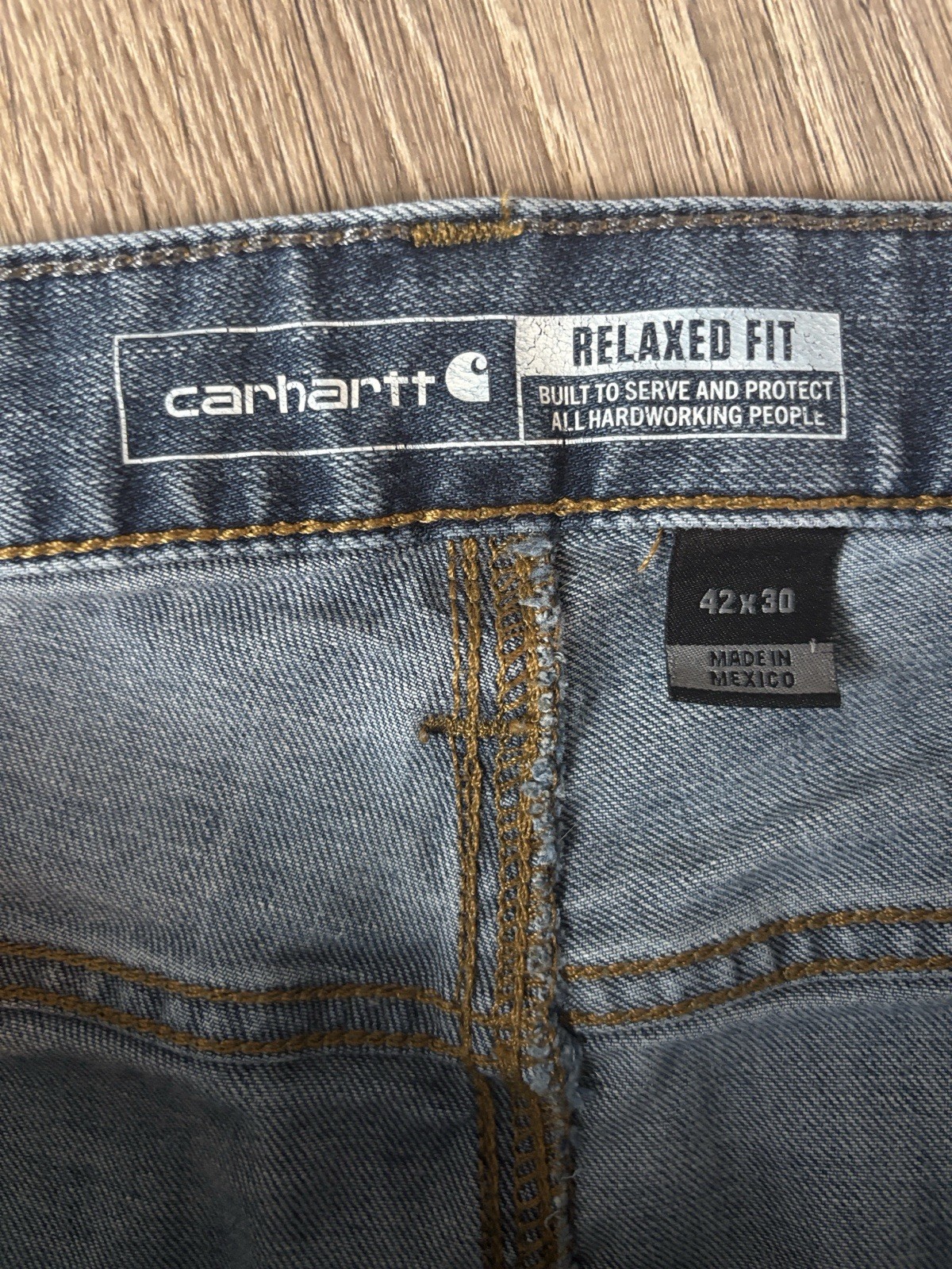Carhartt Rugged Flex Relaxed Fit Jeans Dark Blue Denim Sz 42×30 Stretch