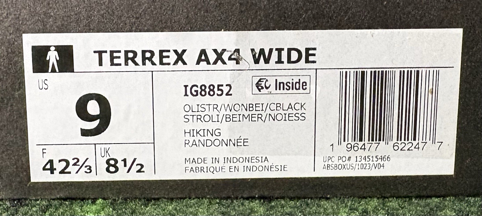 US Men’s 9 Wide – Adidas TERREX AX4 “Olive Strata Core Black” IG8852, Hiking