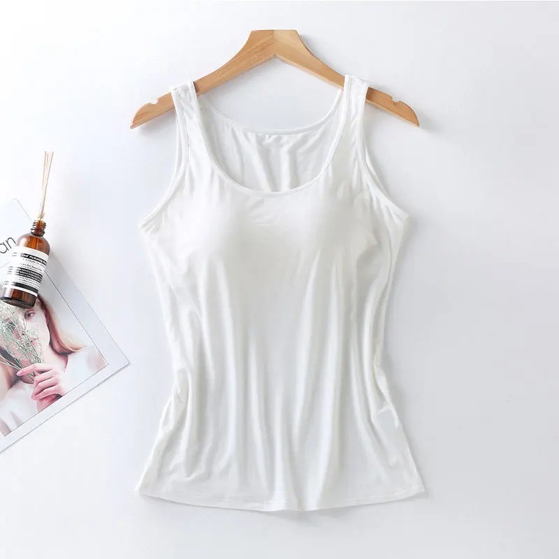 Women Cami Camisole With Built in Bra Push Up Padded Vest Baisc Layer Tank Tops