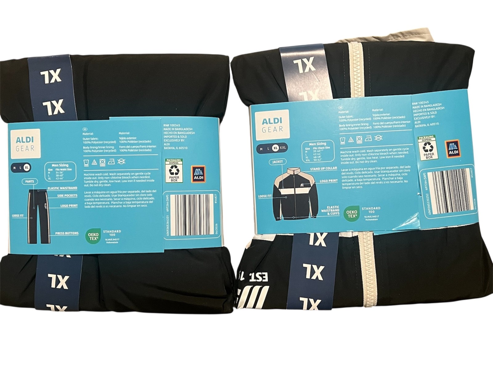 Aldi Gear Tracksuit Set XL Windbreaker Jacket Pants Black 50th Anniversary NEW