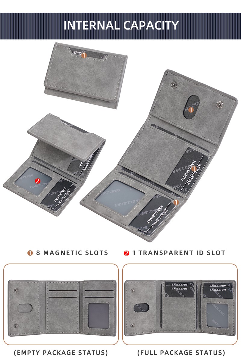 Men Slim Wallet Trifold PU Leather Front Pocket Credit Card Holder Handbag Purse